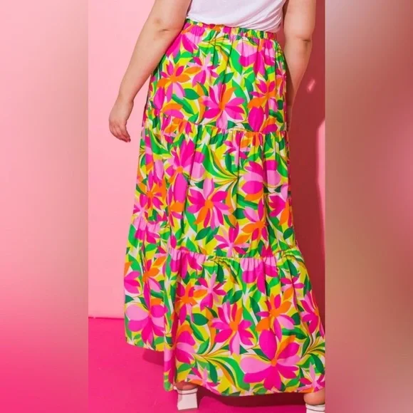 FLYING TOMATO PLUS SIZE PRINTED POPLIN SKIRT size L - Picture 4 of 11